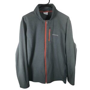 Columbia Men Fleece Jacket Large Gray Full-Zip Stand Collar Outdoors Performance